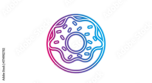 Gradient Outline Donut with Sprinkles Illustration.