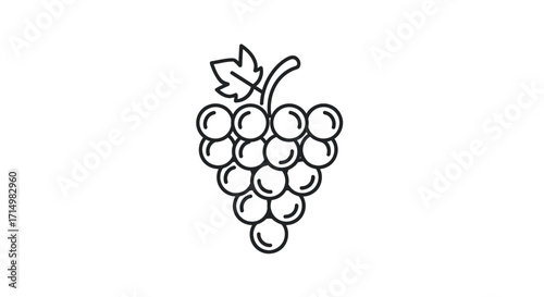 Simple Line Art Illustration of a Bunch of Grapes.