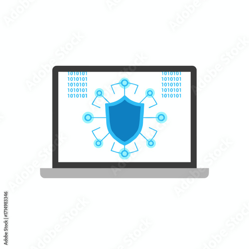 Vector illustration depicting cybersecurity business technology, antivirus alert protection, and firewall security in information technology
