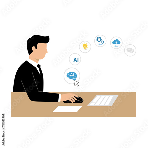 An AI agent for  concepts, a digital interface showcasing , automation, and business innovation, coupled with robotic process automation and data analytics