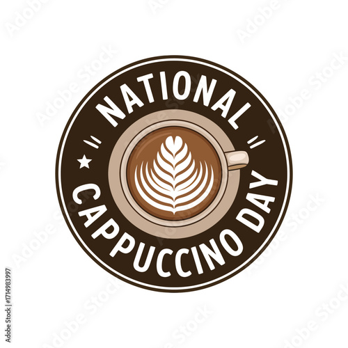 National Cappuccino Day coffee cup latte art badge