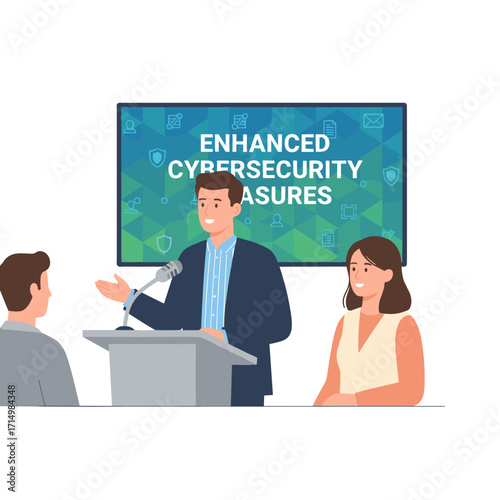 At the seminar, a forum with tablets and business leaders presented on enhanced cybersecurity measures, while digital technology, conference, and compliance managers discussed data encryption