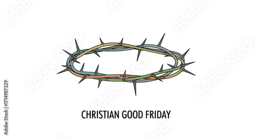 A hand-drawn illustration of the Crown of Thorns a Christian symbol for Good Friday and Easter.