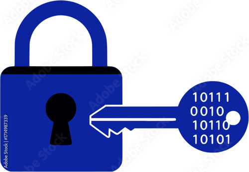 Secure your data with a digital lock and binary key, symbolizing cybersecurity and data protection