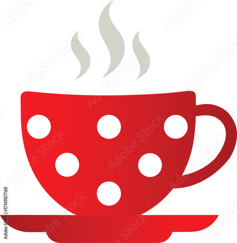 tea cup red mushroom vector icon for Cozy autumn fall season