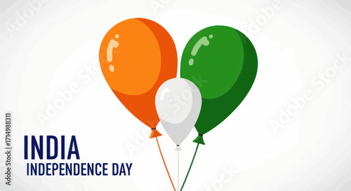 Three Balloons in Indian Flag Colors for Independence Day Celebration.