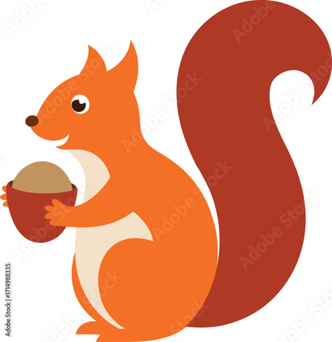 Autumn season squirrel vector icon illustration