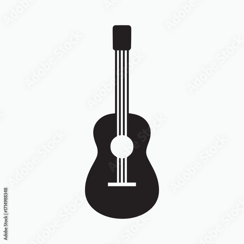 Acoustic guitar icon solid silhouette representing music melody harmony sound chord song performance entertainment hobby leisure leisure activity