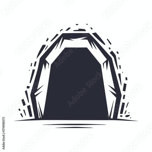 Black tunnel entrance with rocky archway, inviting exploration and adventure