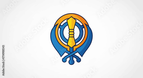 Sikh Khanda Symbol with Double-Edged Sword and Circle.
