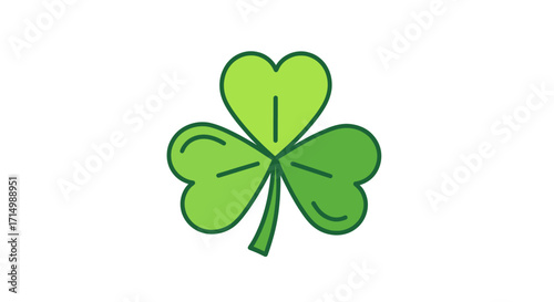 Vibrant Green Three-Leaf Clover Illustration.