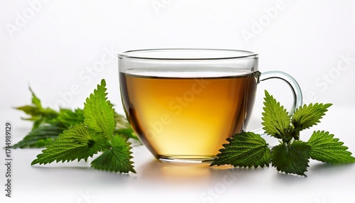 Brennnesseltee Vor Weissem Hintergrund