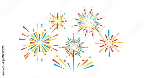Colorful Fireworks Display Design Elements.