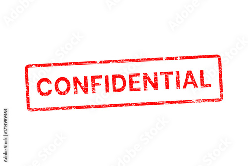 Foto Red neon confidential stamp symbol glowing text against dark backdrop isolated o