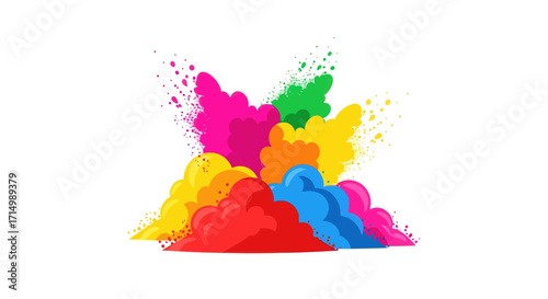 Vibrant Holi powder explosion in multiple bright colors.