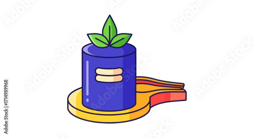 Cartoon Shiva Lingam with Bilva leaves Hindu religious symbol illustration.