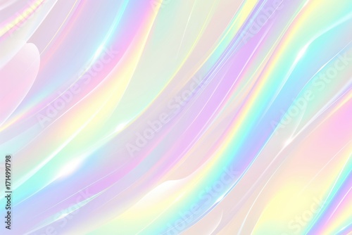 Iridescent pastel waves, holographic abstract background