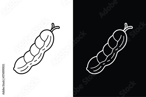 Tamarind fruit flat icon vector illustration on a white background.