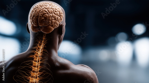 The brain with its cerebrum for thought, cerebellum for balance, and brainstem for life, links through the spinal cord and branching nerves that carry every signal of motion and sensation..