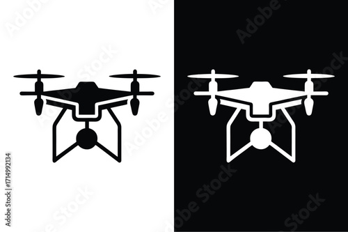 Drone flat icon vector on White Background Vector Art Illustration on white background.