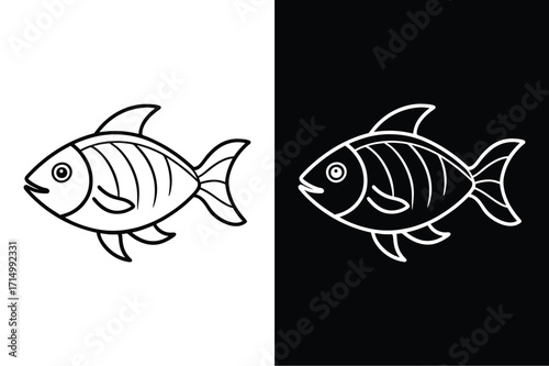 Fish  flat icon vector on White Background Vector Art Illustration on white background.
