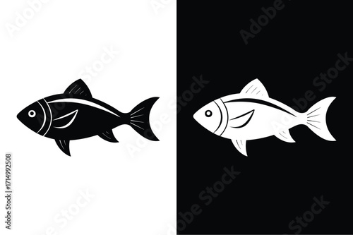 Fish  flat icon vector on White Background Vector Art Illustration on white background.