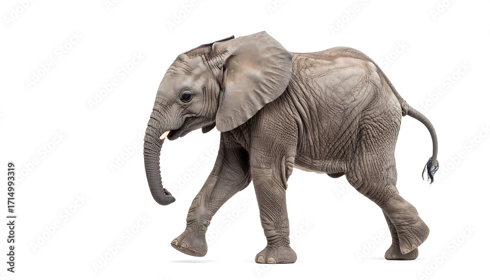 Fototapeta premium A young elephant in profile view