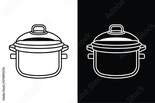 Pressure cooker flat icon vector on White Background Vector Art Illustration on white background.
