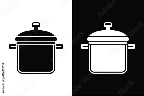 Pressure cooker flat icon vector on White Background Vector Art Illustration on white background.