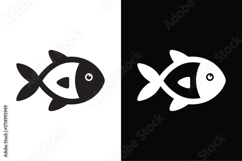 Fish  flat icon vector on White Background Vector Art Illustration on white background.