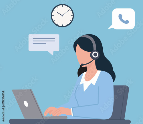 Remote support professional at work—digital communication, multitasking, and customer care in a modern, connected workspace.