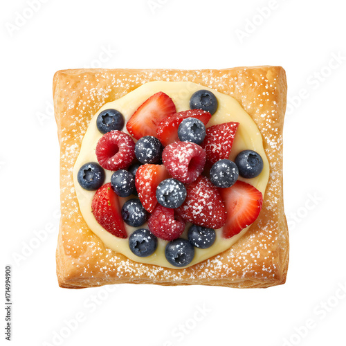 Delicious Pastry with Fresh Berries and Custard