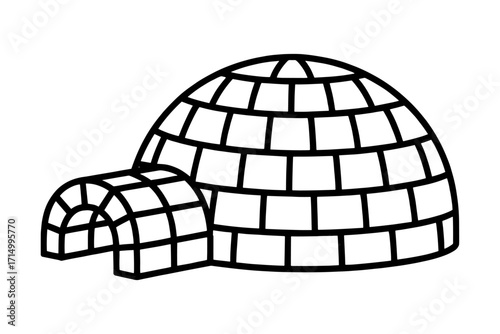 Silhouette of   igloo ice shelter