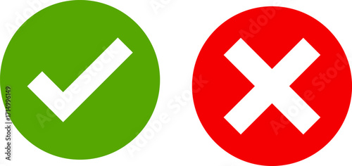 Green checkmark and red x symbols for yes and no