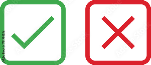 Green checkmark and red x symbols for yes or no choices