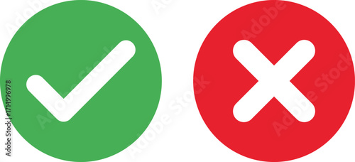 Green checkmark and red x symbols for yes or no