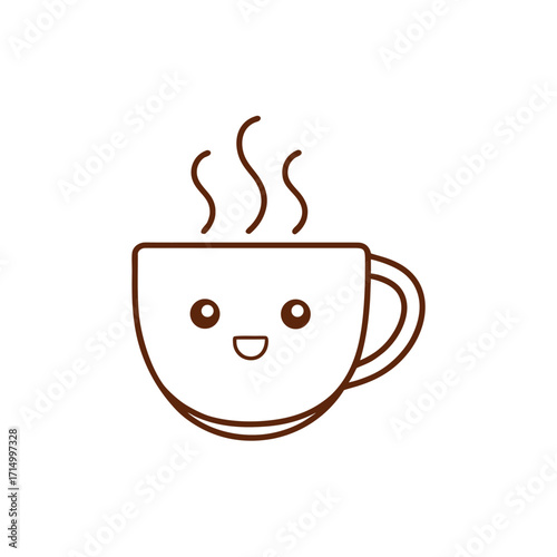 An inviting aroma of a hot espresso in a brown cafe mug with a minimalist vector illustration design