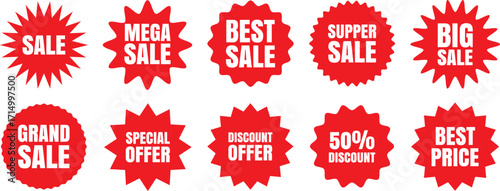Red Sale Badges Vector Discount Labels Special Offer Stickers