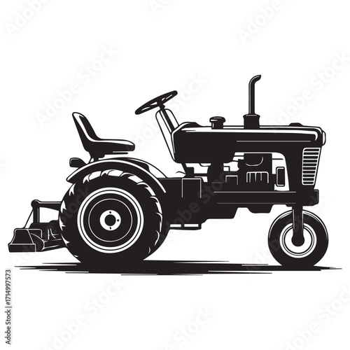 Classic vintage tractor silhouette illustration depicting agricultural machinery and rural farming lifestyle