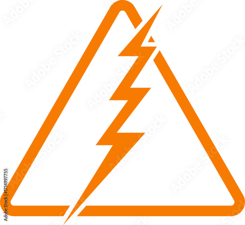 Orange triangle with lightning bolt symbol for electrical hazard