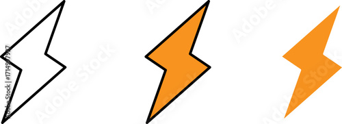 Three lightning bolt icons showing outline and filled orange designs