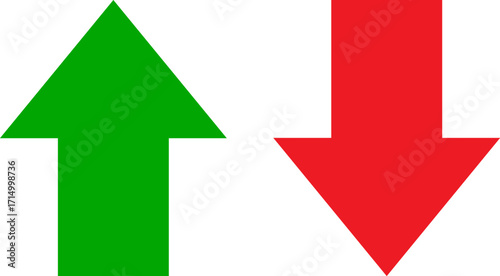 Green up arrow and red down arrow symbols