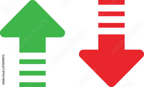 Green up arrow and red down arrow symbols