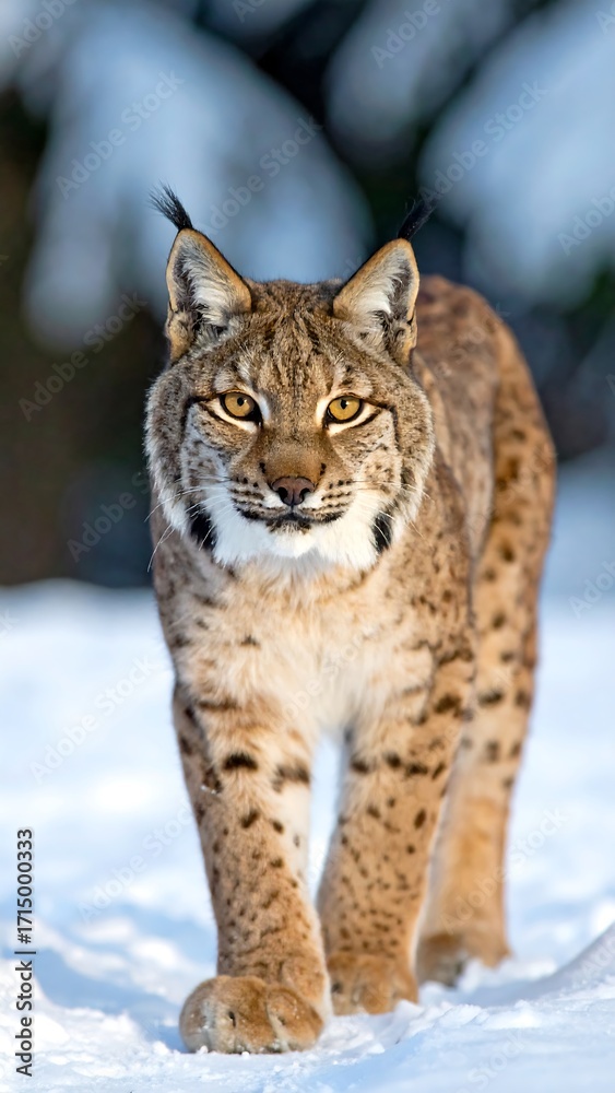 Fototapeta premium Lynx in snowy forest