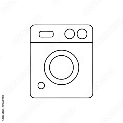 Front view of an isolated washing machine icon for laundry and cleaning technology