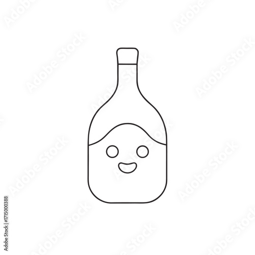 A glass wine bottle with a blank label and a cork stands isolated on a white background
