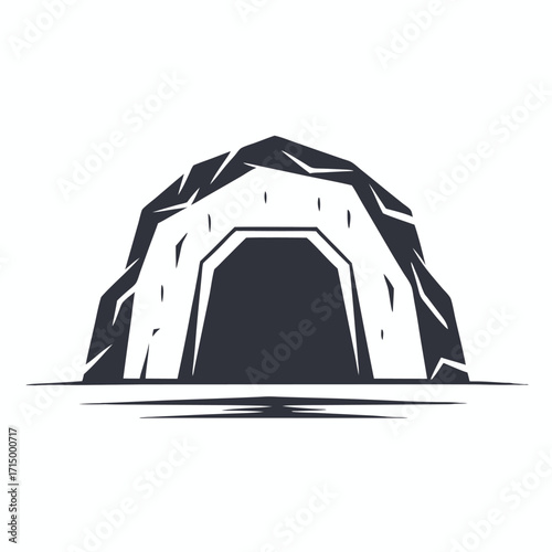 Simple cavern entrance showing rock texture and cave darkness at the center cave