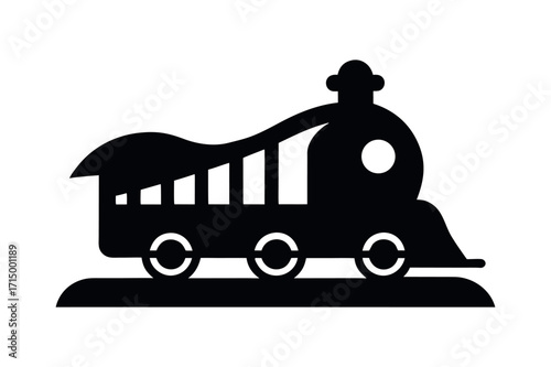 Train Black Silhouette Vector Icon on White Background