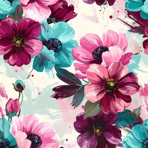 Floral pattern with bold colors