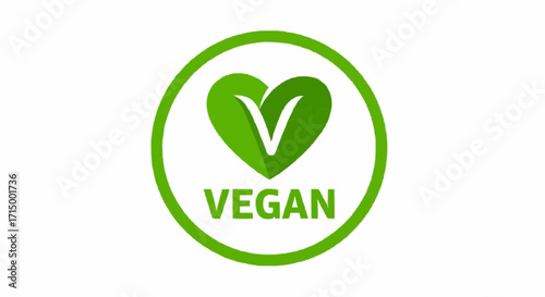 Embrace Healthy Choices with this Eye-Catching Vegan Symbol Featuring a Heart and 'V', Perfect for Promoting Plant-Based Products and Sustainable Lifestyle